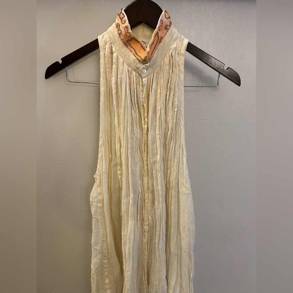 Free People Cream Sleeveless Blouse - Picture 1 of 5
